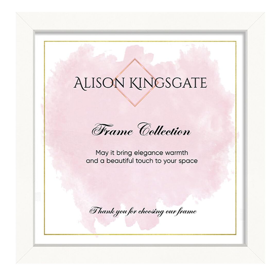Alison Kingsgate Thin 45X45CM WHITE- Photo Frame-Engineered Wood Picture Frames with Shatterproof Perspex - Ideal for Certificates & Artwork-Wall Mount or Tabletop - Multiple Sizes & Colours Available