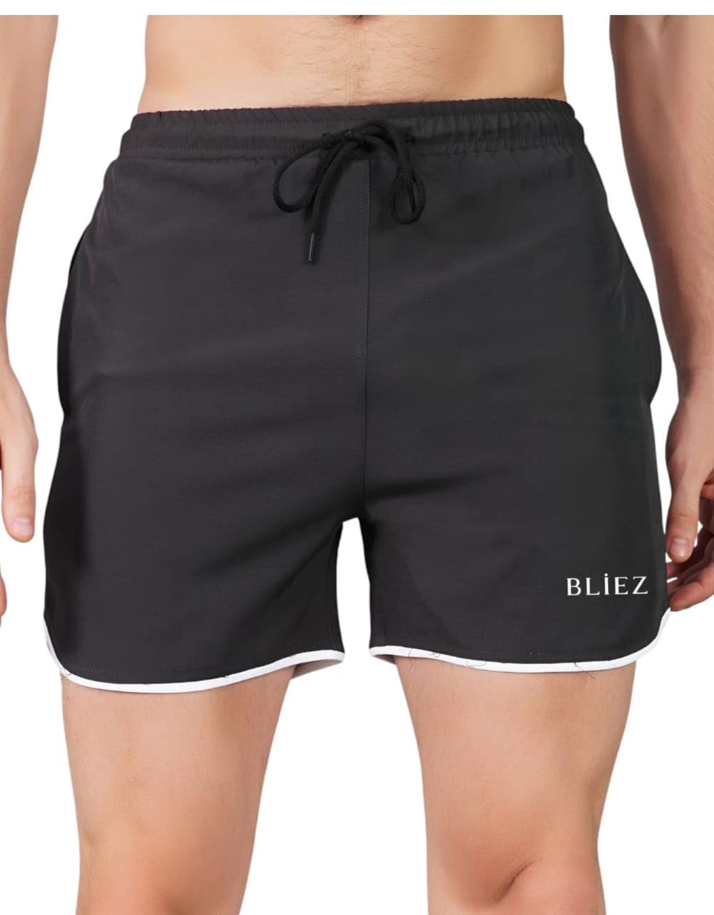 BLIEZ – A STORE Men?s Regular Fit Cotton Shorts - Quick Dry for Basketball, Badminton, Gym, Running, Sports | Pack of 1-image-47
