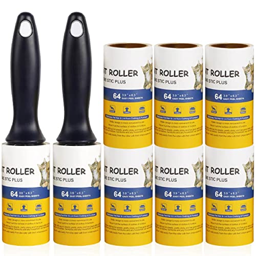 WulaWindy Lint Roller Pet Hair Remover - Extra Sticky Lint Remover Rollers for Clothes Sofa Carpet Pet Hair Dirt Removal - 8 Pack Refills