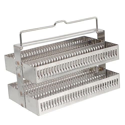 SOLUSTRE Glass Slides Rack Stainless Steel Staining Rack and Practical Microscope Accessory