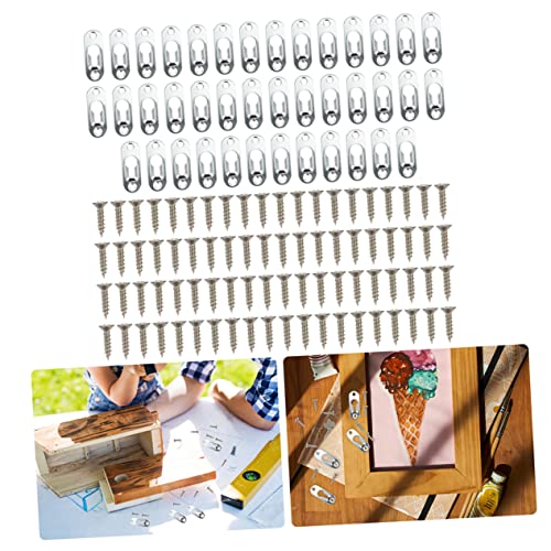 Image of Mirror Hanging Hardware 50pcs Picture Frame Hangers Keyhole Hangers with Brackets Strong Metal Construction
