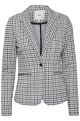 ICHI IHKATE SMALL CHECK BL Damen Blazer Kurzblazer Jacke karierter...