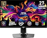 MSI MAG 271QP QD-OLED X28 27-inch 2560 x 1440 (QHD) Gaming Monitor, 280Hz, Adaptive-Sync, HDR Ready, HDMI, VGA Port, VESA Mountable, Tilt, 4-Side Slim Bezel, 0.03ms, Black