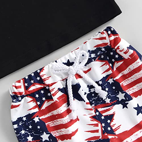 Baby Boy 4Th Of July Outfit Letter Print Tank Tops American Flag Shorts Fourth Of July Summer Clothes Black 12-18 Months #TOP4