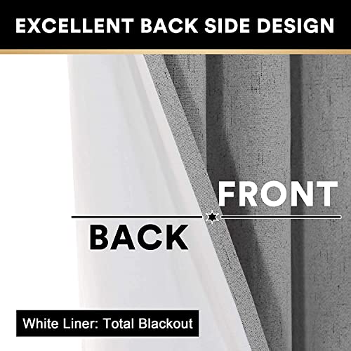Image of PrinceDeco Blackout Curtains for Living Room 100 Percent Blackout Curtains for Sliding Glass Doors Patio Curtains for Sliding Door Anti Rust Grommet Room Divider Curtains,W100 X L108 Inch,Light Grey
