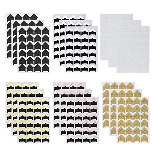 288 Piezas Photo Corners Autoadhesivas, Pegatina de esquinas fotográficas para álbumes de recortes, álbum de fotos, diario, 12 hojas de 6 colores Cover