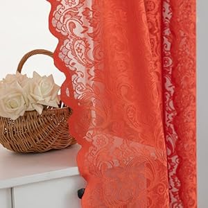 ALIGOGO Orange Spitzenvorhänge 2er-Set