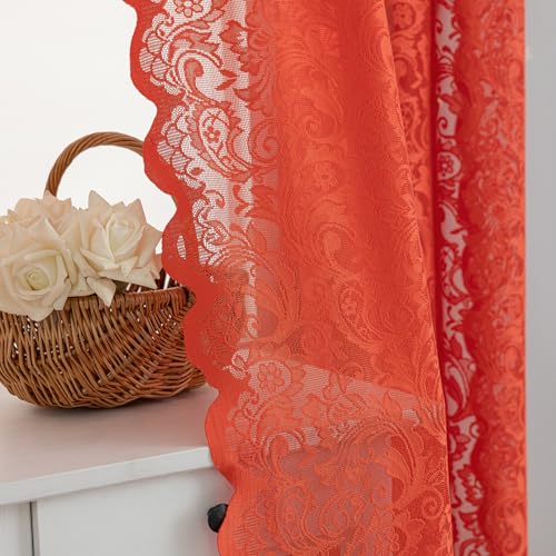 ALIGOGO Orange Spitzenvorhänge 2er-Set