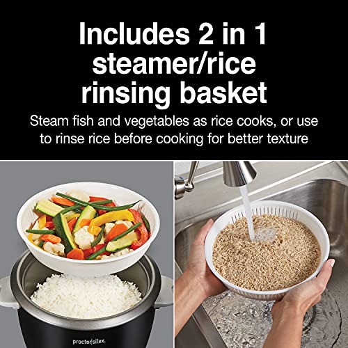 image for Proctor Silex Rice Cooker & Food Steamer, 16 Cups Cooked (8 Cups Uncoo