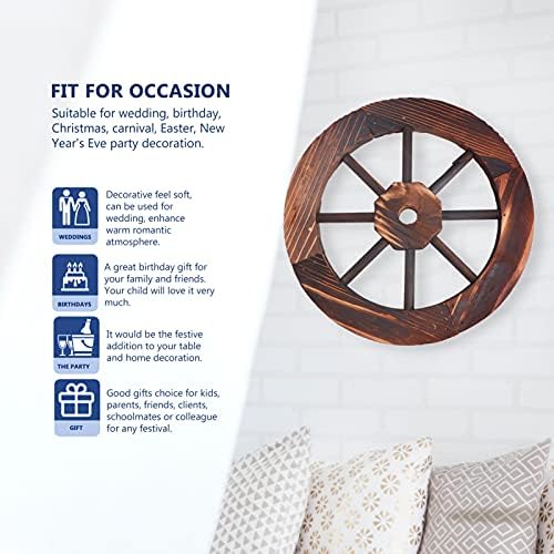 Happyyami Decorative Wood Garden Wheel Ornament Wagon Wheel Wall Decor Vintage Wood Backdrop Decor Photo Prop For Bar Garage Indoor Outdoor