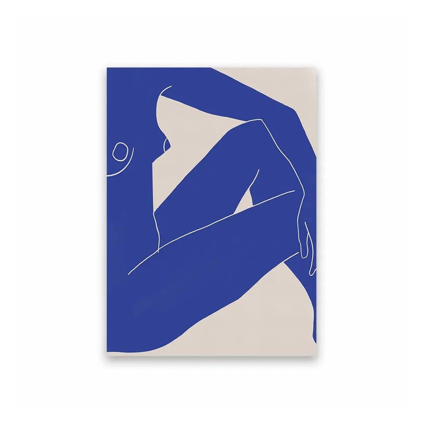 Peinture d'impression sur toile corps bleu abstrait, art mural 50x70cm