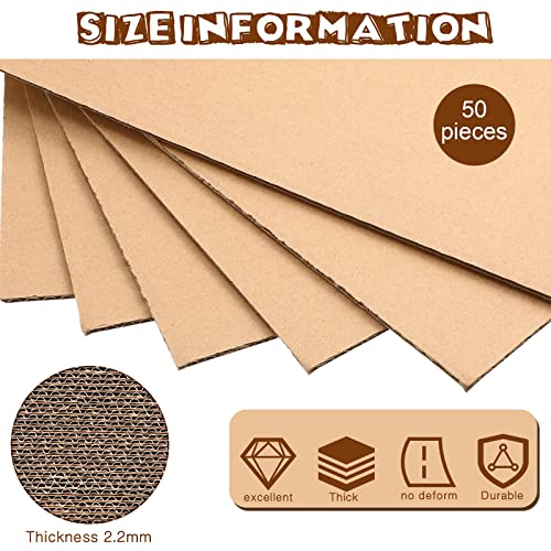 Image of 50 Pack Corrugated Cardboard Sheets Flat Hard Cardboard Inserts Back to School Classroom Supplies Flat Squares Separators for Shipping, Mailing, Packing, Art Projects, DIY Crafts(14 x 11 Inch,Brown)
