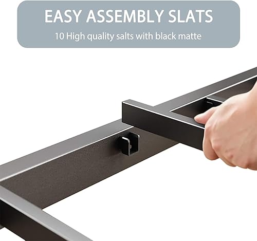 Miniatura 7 de IMUsee Base de cama de metal de 14 pulgadas con soporte de listones de acero fuerte espacio de almacenamiento suficiente base de colchón no necesita