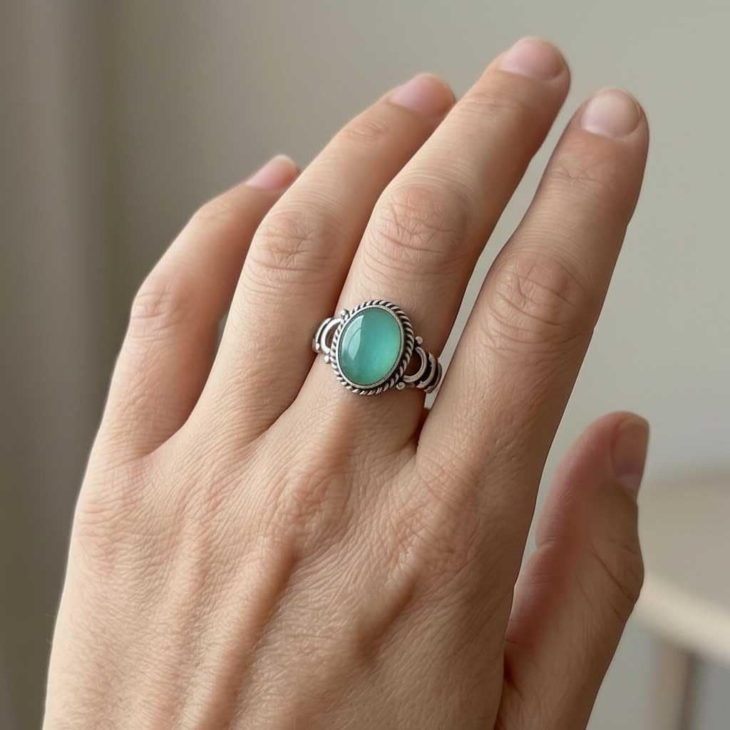 JEWELOPORIUM Boho Handmade Jewelry Natural Gemstone Tiger Eye, Turquoise, Moonstone, Carnelian Oval 925 Sterling Silver Overlay Ring For Women