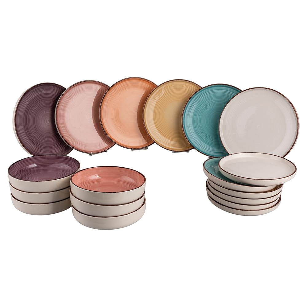 Baita Modern Aquarell Tafelservice 18-teilig aus Steingut, 6 Plätze