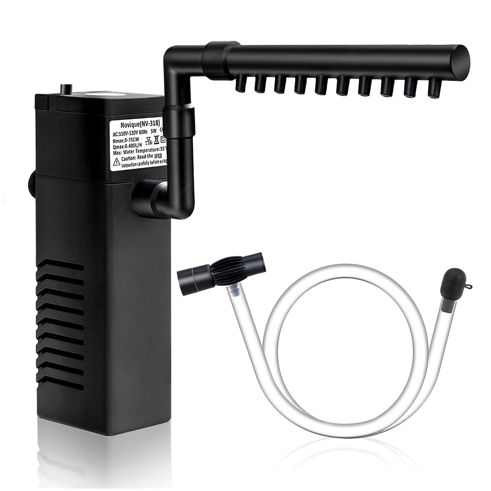 Photo 1 of Novique Submersible Internal Aquarium Filter Multiple Function Powerful Pump Fish Tank Filter for 10-20 Gallon Tanks 105 GPH 5W