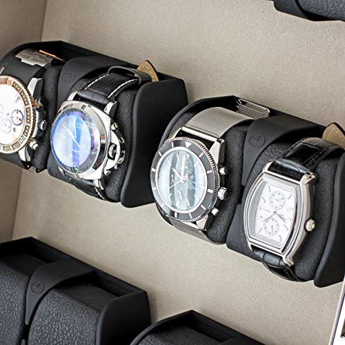 12 Watch Winder with 2 Storage Space, Customisable Winding Mode and Backlight (Ebony + Grey) - Thumbnail 6