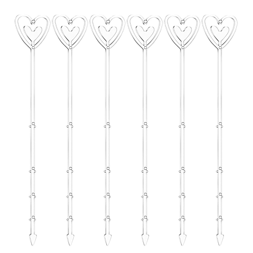 HugeDE 80 Pcs Plastic Floral Heart Picks Flower Pick Clips Floral Place Card Holder Flower Card Holder Stick Photo Clip Holder for Floral Arrangement