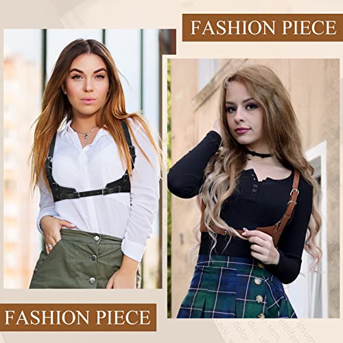 Hicarer 2 Pcs Women Leather Waist Belt Leather Harness for Women Fashion Body Chain Adjustable Waist Belt for Party Cosplay3