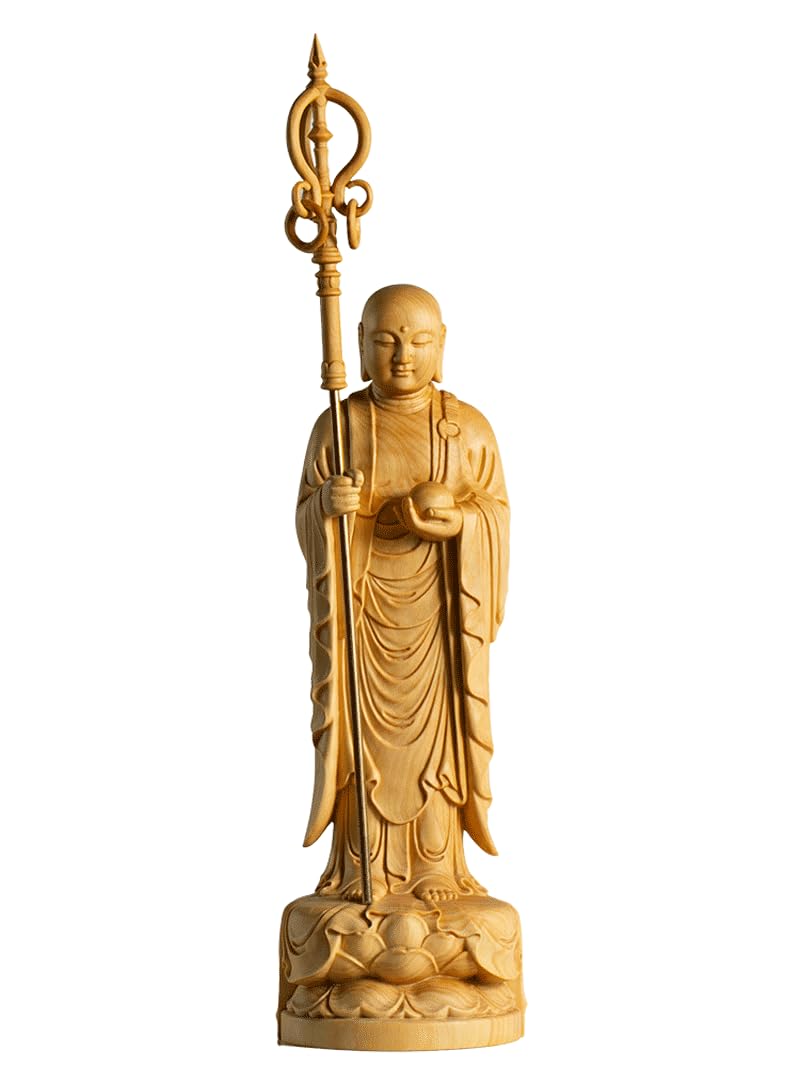 Amazon｜木彫り仏像【地蔵菩薩立像】高級天然ツゲ木彫り 柘植