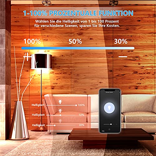 Teekar Smart Alexa dimmer-schakelaar, percentage functie, wifi, led-dimmer met timingfunctie, voice-app-besturing, wifi… - Image 4