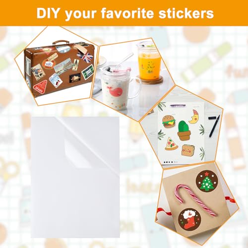 25er Set A4 transparentpapier bedruckbar, bedruckbare klebefolie transparent Folie für Laser & Tintenstrahldrucker, selbstklebende folie, Ideal zum Drucken von Postern, Fotos und mehr