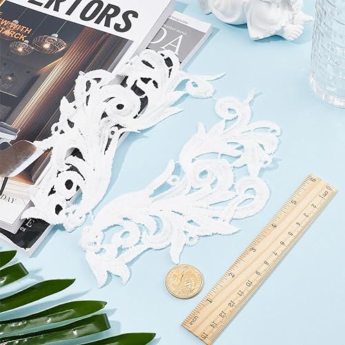GORGECRAFT 6 works White Flower Lace Fabric Sewing Floral Patches Trim Applique Lace for Sewing Trims Wedding Dress Clothes DIY Decoration - Image 3