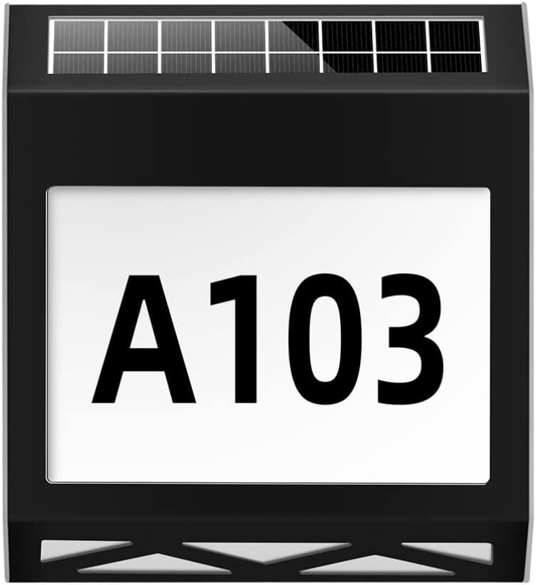 DOITOOL 1set Solar Powered Address Sign Led Light Outdoor House Number Plaque for Easy Installation Garden Patio Porch Bright Light for Enhanced Visibility