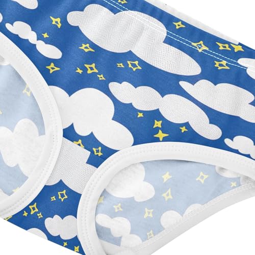 Toddler Underwear Custom 2t Cotton Panties for Girl Fancy Briefs Girls Undies White Clouds Stars Blue Night Sky4