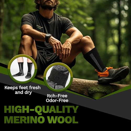 Image of Alvada Mens Merino Wool Crew Socks Thermal and Warm Socks for Winter Work Hiking Running 3 Pairs