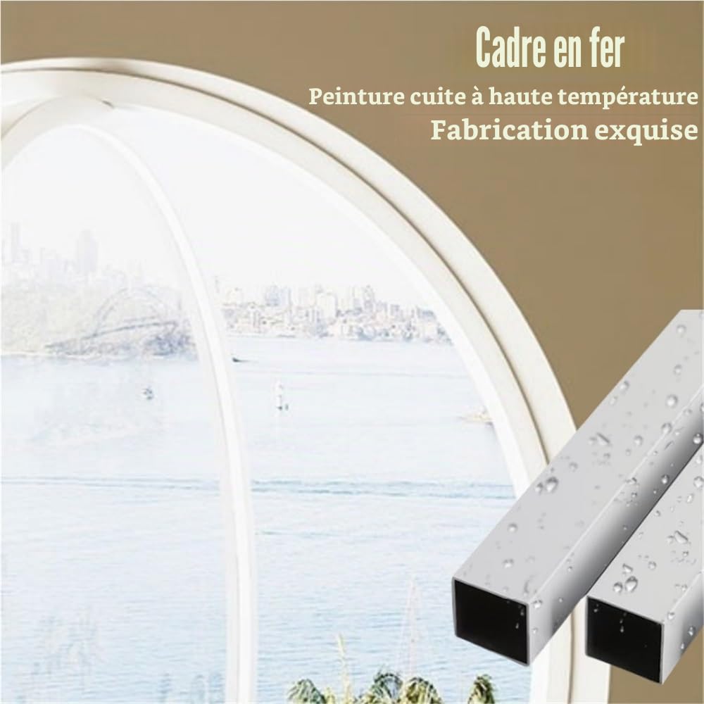 Fenêtre Ronde rotative en Alliage d'aluminium, hublot Mural en Verre trempé avec poignée, fenêtre à battant décorative pour Cuisine et Maison, Blanc 3,55 cm/21,6 po