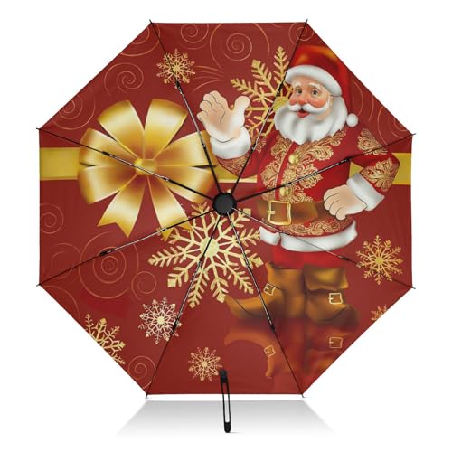 Parapluie automatique de pluie avec motif flocons de neige, modèle compact de Noël