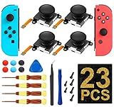 (4 Pack) Joycon Joystick Replacement, 3D Analog Thumb Sticks for Nintendo Switch Joy Con Controller with Full Repair Set [New Version]