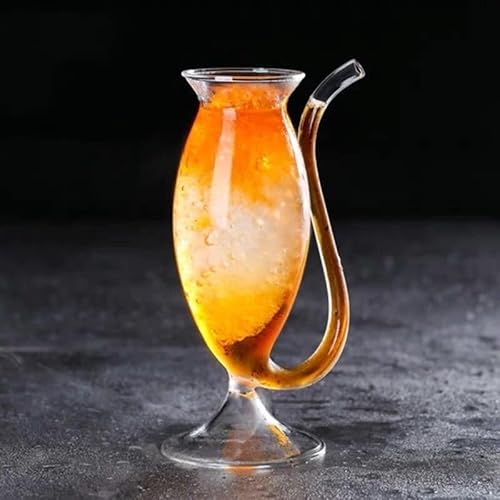 FLYILIA ストロー付きカクテルグラス 4種類 マティーニグラス サワーグラス タンブラーグラス ハイボールグラス ワイングラス ジュースグラス ガラスコップ おもしろ食器 来客用 業務用 普段使い 喫茶店 バー ナイトクラブ パーティー トロピカルド