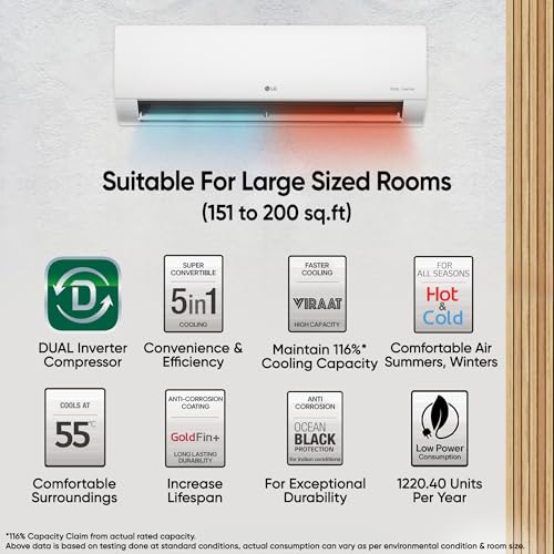 Image of LG 2 Ton 3 Star Hot & Cold, DUAL Inverter Split AC (Copper, Convertible 5-in-1, VIRAAT Mode, 4 Way Swing, HD Filter with Anti-Virus Protection, US-H24VNXE, White)