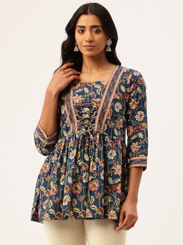 Image of Princess Cut Top for Women - 3 /4 Sleeves with Front Drawstrings (S-XXL)