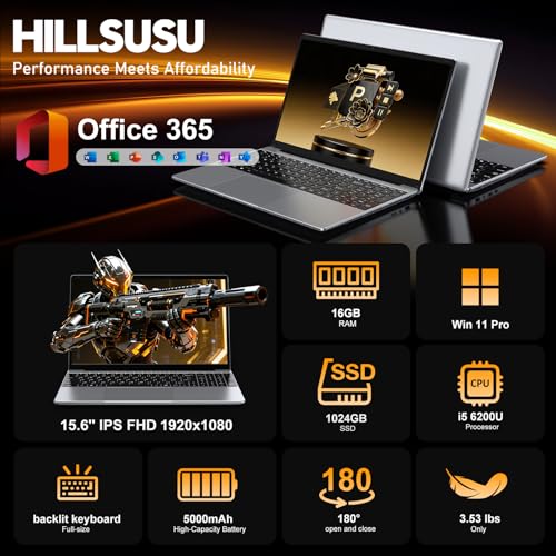 Image of 2026 Premium 15.6 inch FHD Business Laptop Computer, 16GB RAM 1TB SSD, Core I5(up to 2.8Ghz), Windows 11 Pro, Backlit Keyboard, Numeric Keypad, Slim Student Notebook PC