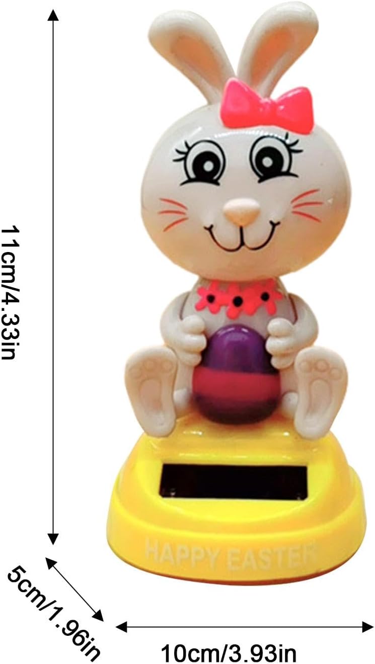 Solar Dancing Bunny, Solar for Car, Easter Rabbit Solar Powered Dancing Toys, Bunny Car Shaking Head Dancer Doll, Cute Bunny Swing Figurines for Car Decoration, Add Fun and Charm