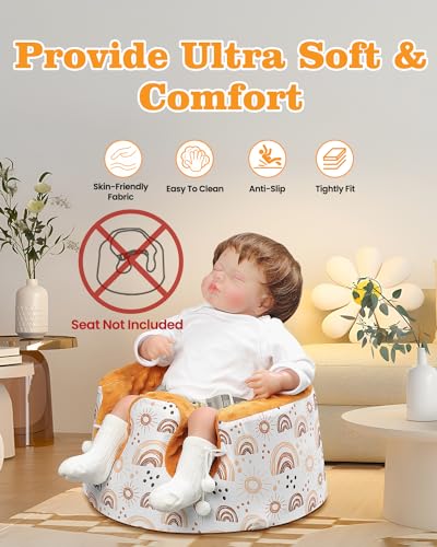 Image of BOMOLOUR Seat Cover Compatible with Bumbo Seat and Nuby Seat, Floor Seat Cover for Boys and Girls, Removable Breathable Baby Seat Cover, New Designed, Anti-Slip, Seat Not Included, Rainbow