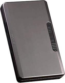 自動ローリングボックス、 クリエイティブシン ポータブル アルミニウム ポケットキャリング シガレットボックスケース レギュラーサイズのタバコを6本収納できます (タバコは含まれていません)96mm×60mm×15mm (グレー)