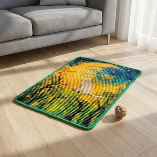 Alfombra rascadora para gatos de sisal 21.7x13 pulg verde miniatura 1