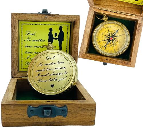 Brújula grabada MADSNIIB con caja de madera vintage miniatura 1