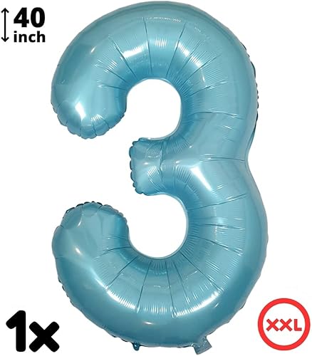 Miniatura 3 de DIWULI Juego de decoraciones de fiesta de dinosaurios, globo azul número 3, globos de dinosaurio feliz cumpleaños, decoraciones de cumpleaños de