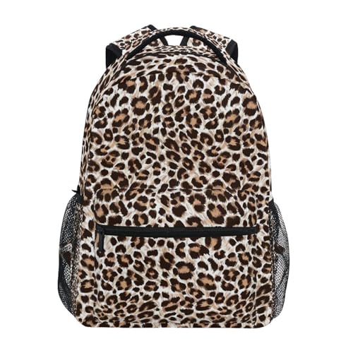 ALAZA Leopard Cheetah Print Animal Backpack Purse with Multiple Pockets Name Card Personalized Travel Laptop Book Bag, Size M/16.9 inch