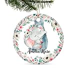 DesDirect Store Baby's First Christmas Ornament - Personalized Rainbow Elephant Ornament, Newborn Ne