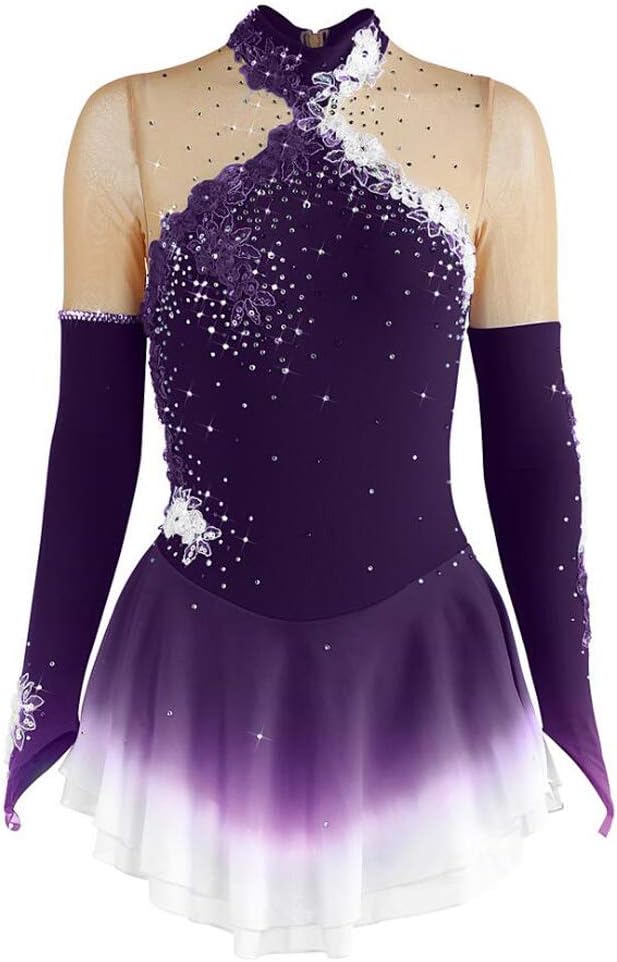 Girls' Ice Skating Dress Figure Skating Competition Wear Rhythmic Gymnastic Leotards Winter Sports Clothes
