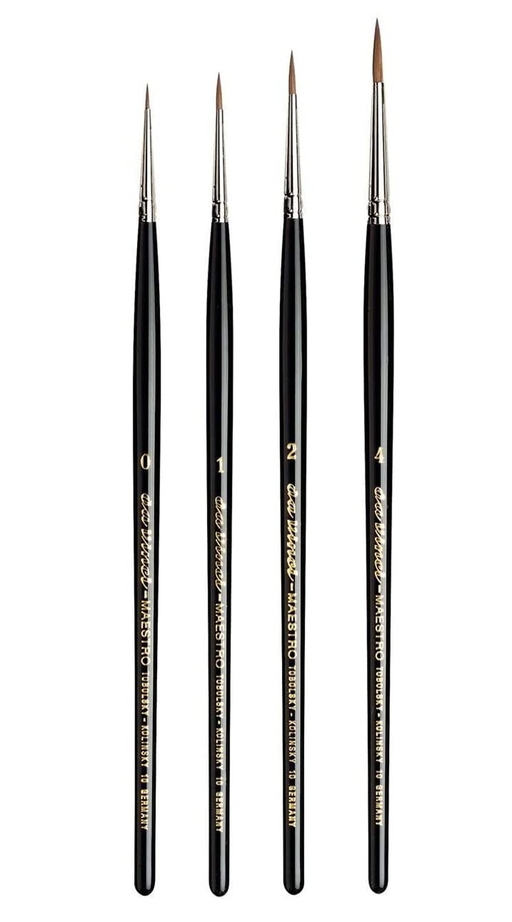 Da Vinci Maestro Serie 10 Tobolsky-Kolinsky Set di 4 spazzole per capelli di martora Misura 0 .1 .2 .4