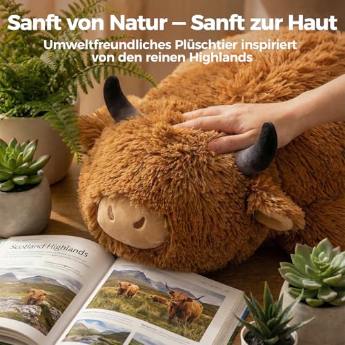 Mewaii Weighted Plüsch Gewichtstiere Hochlandrind Kuscheltier 58cm,1.8kg (4.0 lbs) Kawaii Plüschtiere für Kinder,Komfortabel und Kuschelig, Kuscheltiere für Frauen und Männer