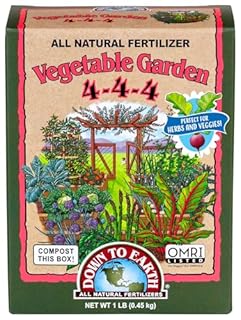 Down To Earth All Natural Fertilizers Organic Vegetable Garden - Plant Food for Vegetables, Herbs, Greens and Raised Beds 4-4-4, 1 lb