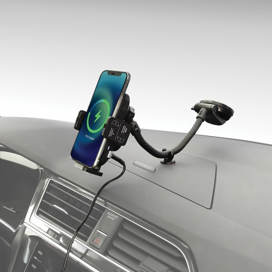 NOVAK Supporto Smartphone Auto Ricarica Wireless, Compatibile con MagSafe e Qi, Ventosa Super Aderente, Compatibile con iPhone e Samsung Galaxy